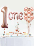 1st Birthday Balloon Bundle - Rose Gold - 12pcs