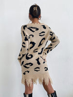 Leopard Sweater Dress Without Belt