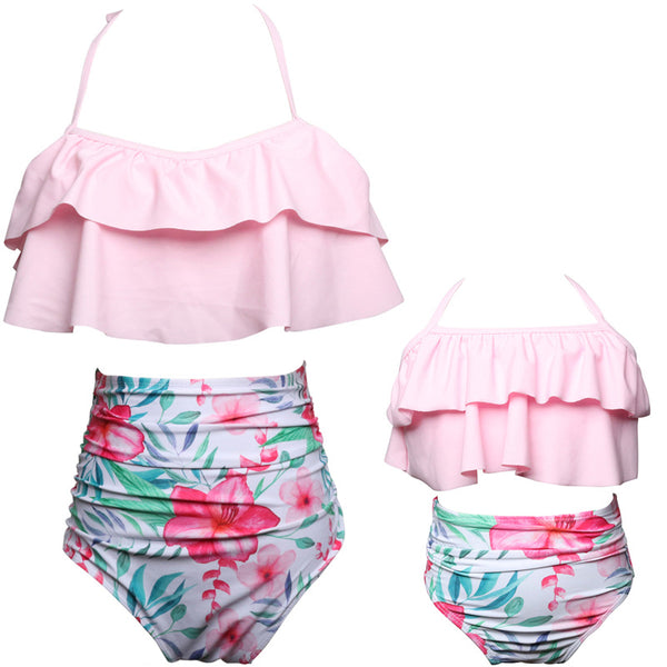 Pink Flower Mommy & Me 2pc Swimwear