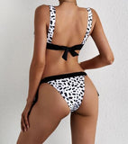 Black Deep V Neck Leopard Print Bikini