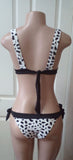 Black Deep V Neck Leopard Print Bikini