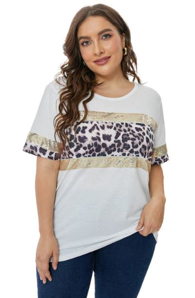 Esme Sequin Leopard T-shirt - Plus Size