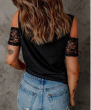 Finley Black Lace Open Shoulder Shirt