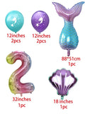 Fishtail Number Foil Balloon Set - 7 pcs