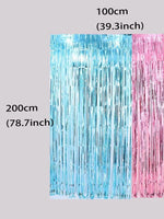 Gender Reveal Decorative Metallic Tassel Curtain - 2pc