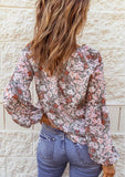 Brie Floral Olive Puff Sleeve Top