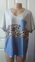 Heidi Striped Leopard T-shirt - Plus Size