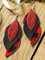 Red Sequined Leaf Earrings