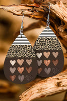 Leopard Heart & Striped Drop Earrings