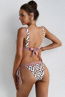 Deep V Neck Leopard Print Bikini