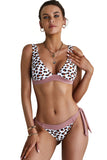 Deep V Neck Leopard Print Bikini