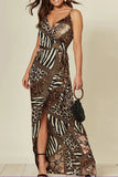 Leslie Leopard Wrap Maxi Dress With Slit