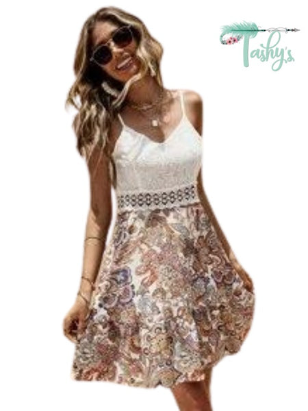 Lola Paisley Lace Ruffled Cami Dress