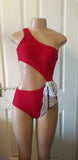 Red 1 Piece Side Cut Out Mommy & Me Swimwear