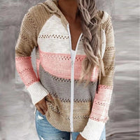 Lillian Zipper Hooded Sweater - Pink